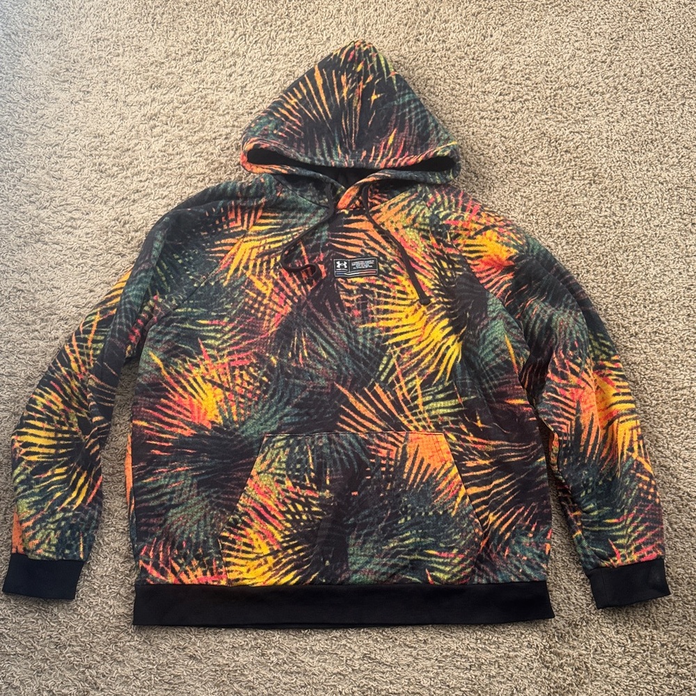 EUC Men’s Under Armour Tropical Burst Print ColdGear Loose Hoodie Size XXL
